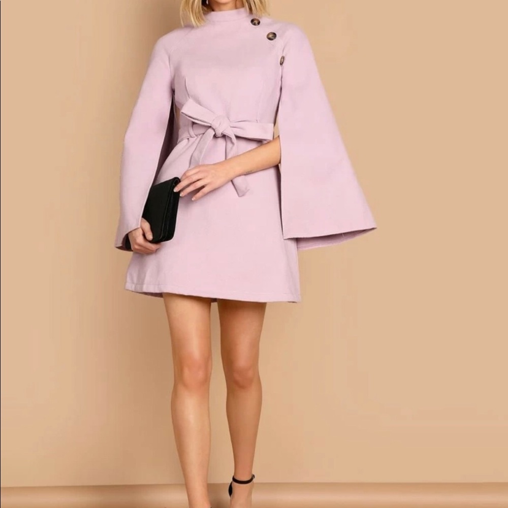 SHEIN Button detail split sleeve belted dress